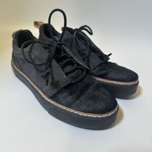 Blackstone Haircalf Sneakers Black Leather Platform Lace Up Women's 36/US 6